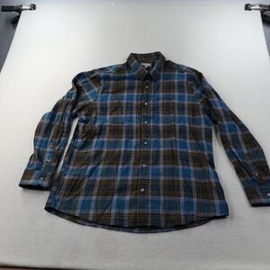 Ash & Erie Shirt Mens XL Slim Blue Plaid Button Up Flannel Cotton Casual